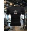 Mens White Compression Short Sleeve T-Shirt Dumbbell S.W.O.A.R Graphic Slim Fit Gym Workout And Running Athletic Top