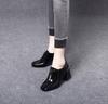 High Heels Early Spring New Square Head Front Zipper Square Heel Thick Heel Women's Shoes First Layer Cow Patent Leather Single Shoes
