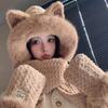 Plush hat women's winter new cute plush warm plush hat scarf gloves integrated hat