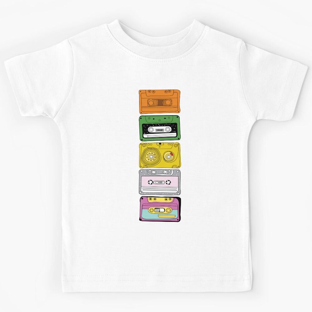 Colorful vintage cassette tape line Kids T-Shirt 140