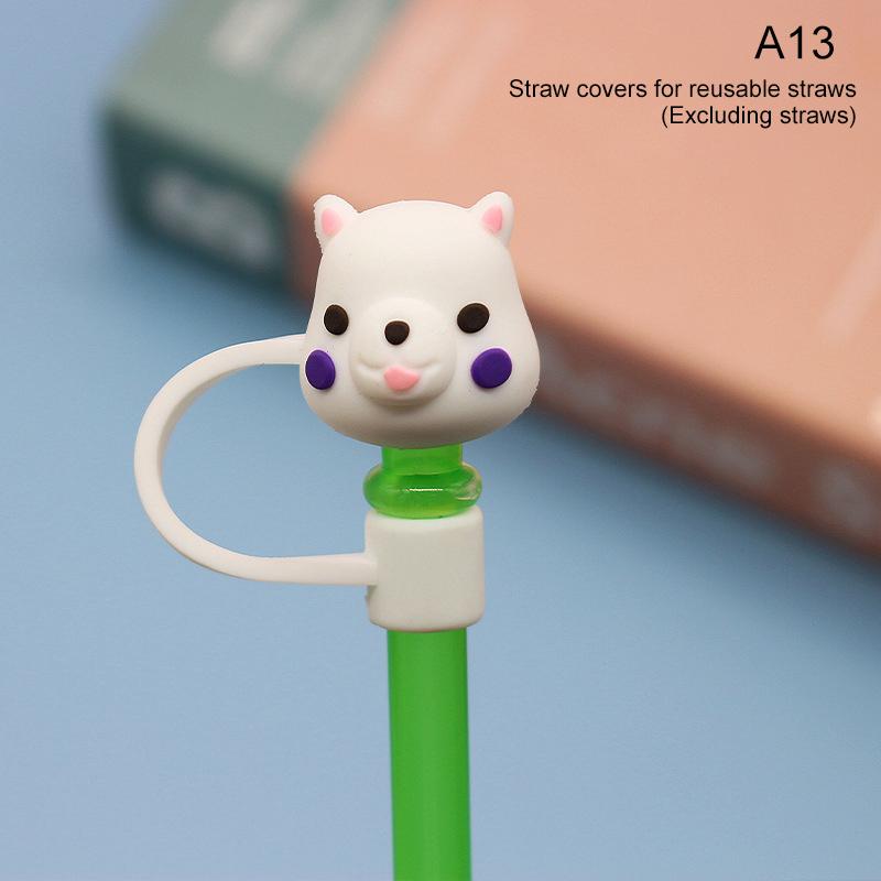 Dop de paie din silicon Reutilizabil etanș pentru băut Capac de praf Accesorii pentru pahare Cartoon