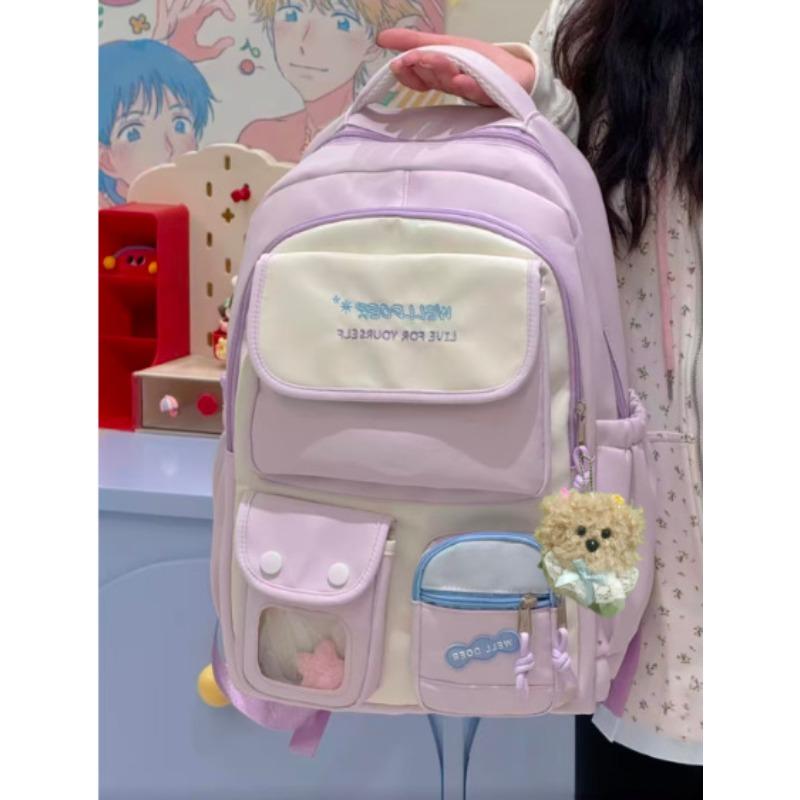New college style student schoolbag large capacity candy color fresh high value travel lightweight versatile backpack