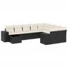 Vidaxl 10-Cz. Garden Lounge Set, Cushions Black Rattan Pe