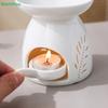 White Ceramic Aromatherapy Oil Burners - Hollow Out Flower/Leaf Design Wax Melt Warmers for Home Decor (Assorted Shapes)