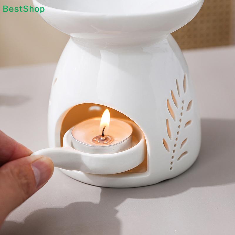 White Ceramic Aromatherapy Oil Burners - Hollow Out Flower/Leaf Design Wax Melt Warmers for Home Decor (Assorted Shapes)