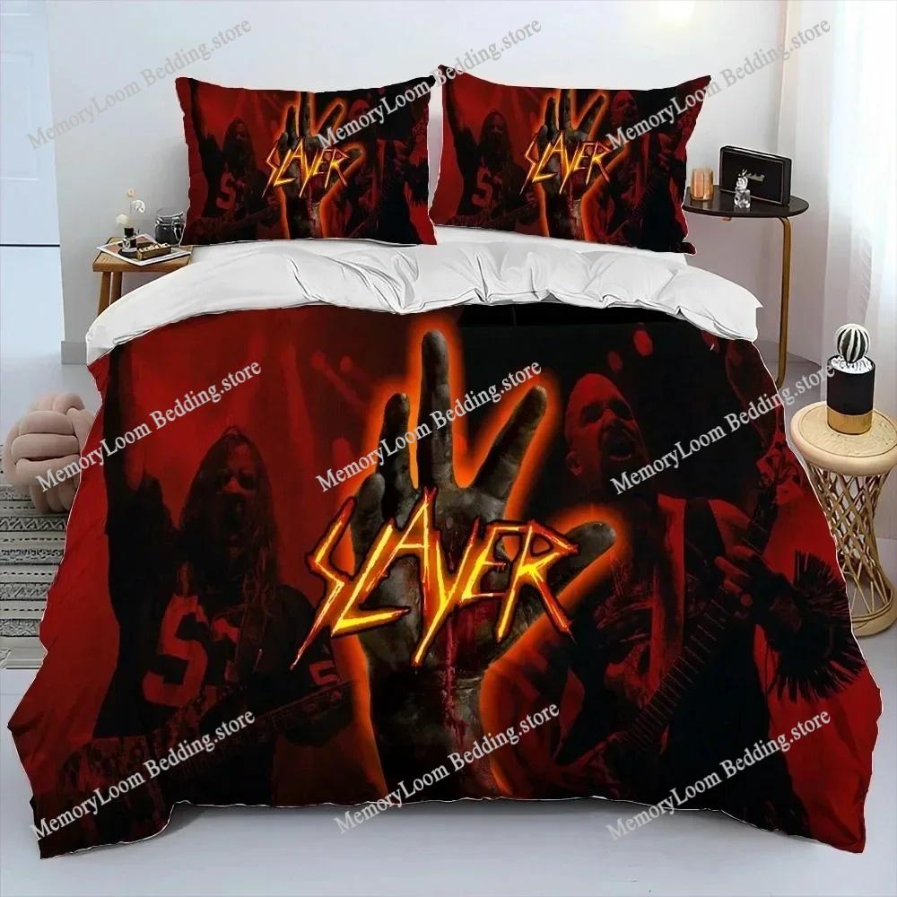 Art Style Unique Slayer Heavy Metal Band Music Bedding Set Queen/King Size Duvet Cover Comforter Soft Bed Sheet Set Home Decor