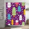 Cute Cartoon Popsicle Print Shower Curtain For Bathroom Decor 3D Printed Waterproof Fabric Bath Mat In Purple
