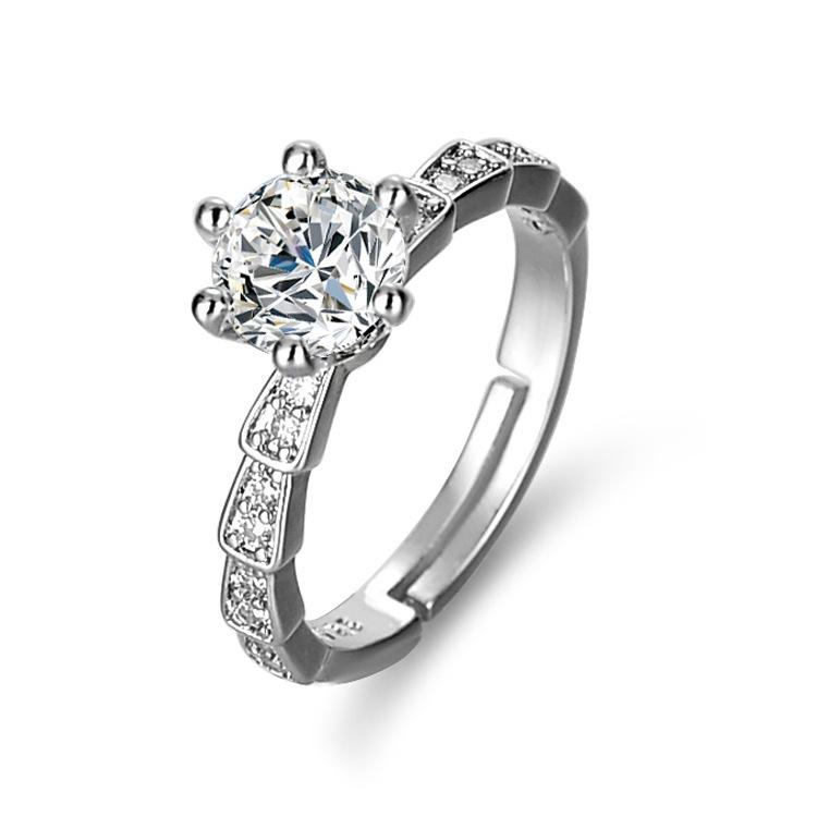 [Copper Products] Diamond-Encrusted Zircon Niche Design Opening Simple Ring Ring Woman
