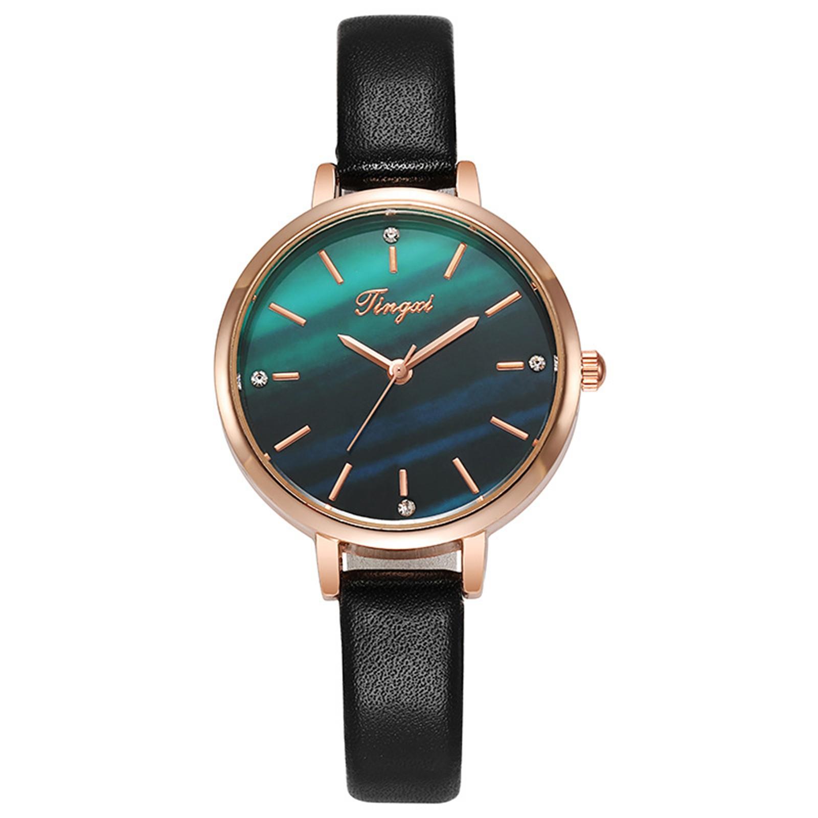 Ladies  Diamond Studded Vintage Green Belt Watch зелёный