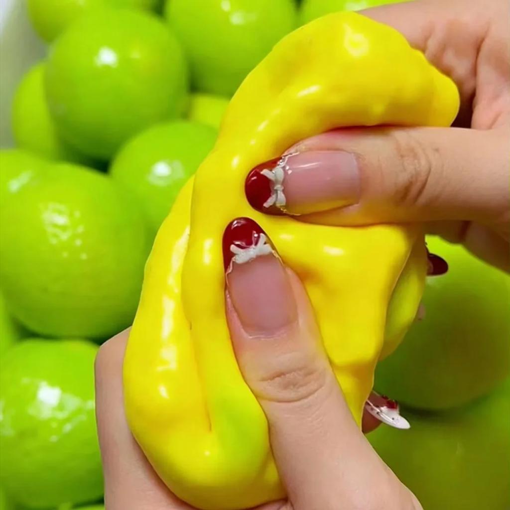 כדורי לימון פריכים לכיווץ, כדור לחץ צעצוע לחיץ, לימון פריכי משנה צבע צעצוע פידג'ט, צעצוע ASMR סנסורי להקלה על לחץ