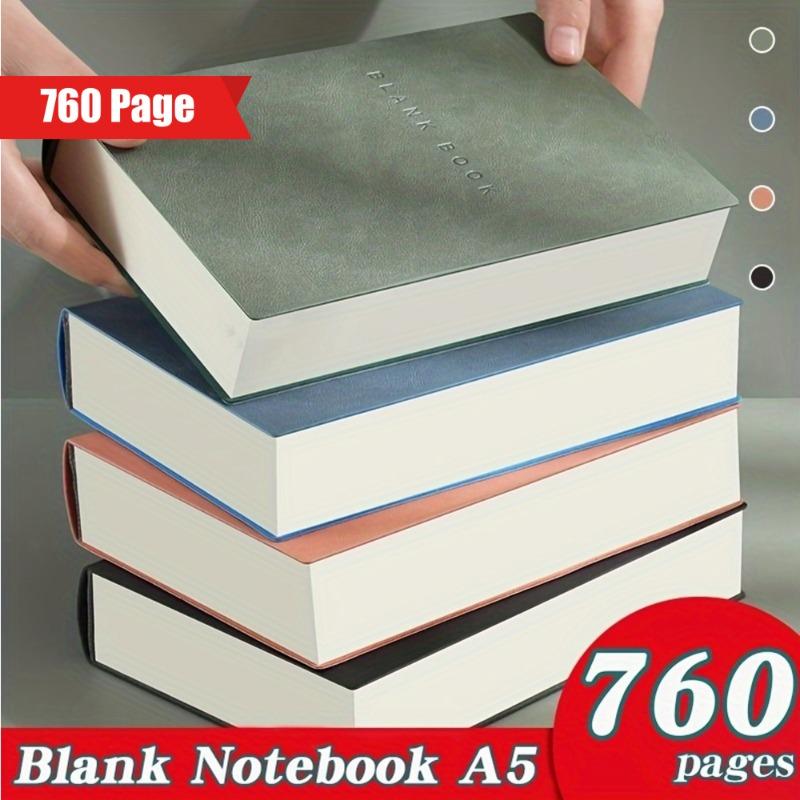 A5 760 Page Notebook -Ultra Thick Blank Journal for Sketching & Doodling, Artificial Leather Soft Cover Gift for Students Adults