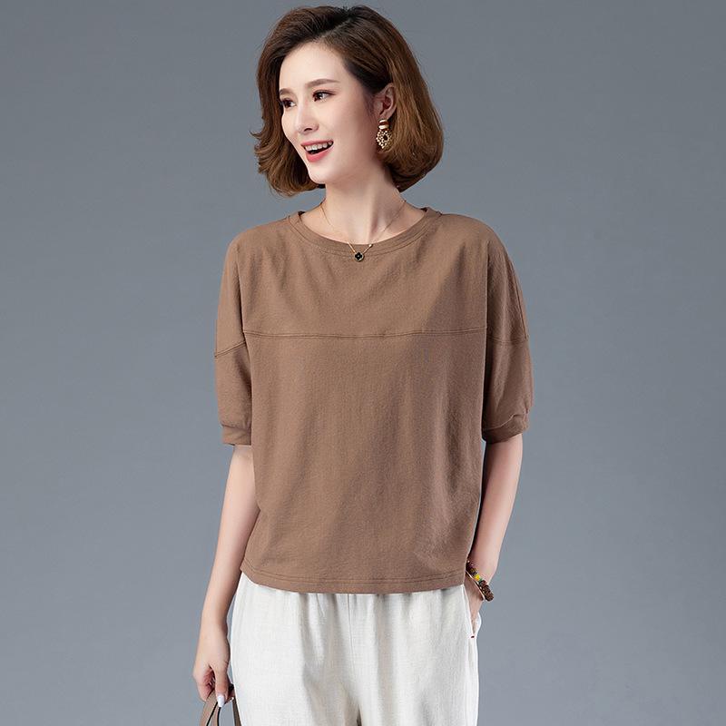 Sommer 2025 Damen Kurzarm Schlankheits-T-Shirt - Lässiges, Bauch kaschierendes Oberteil für Frauen mittleren Alters