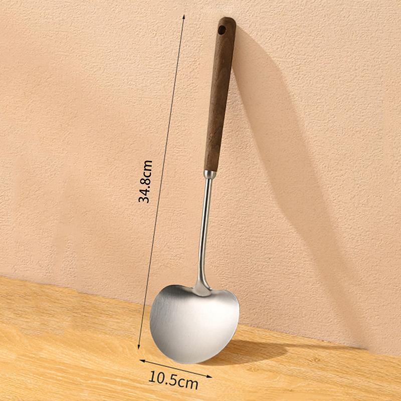 

1Pieces Stainless Steel Spatula Mushroom Shovel With Wooden Handle Lengthened Cooking Spoon Anti-Scalding Outdoor Tableware