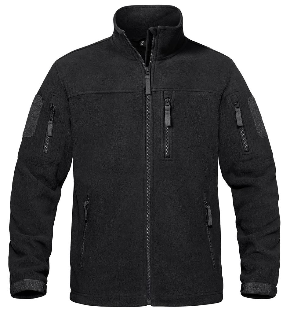 TACVASEN Outdoor Fleece Warm Cold Weather Size 2XL Men's Jacket, Windproof, Outerwear, Jumper, Sports, Coat, Hiking, Mountain, Winter, Skiing, Black,