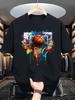 Men's New Summer 100% Cotton T Shirt with Basketball Print Short Sleeved Top Suitable for Basketball Enthusiasts and Daily Wear