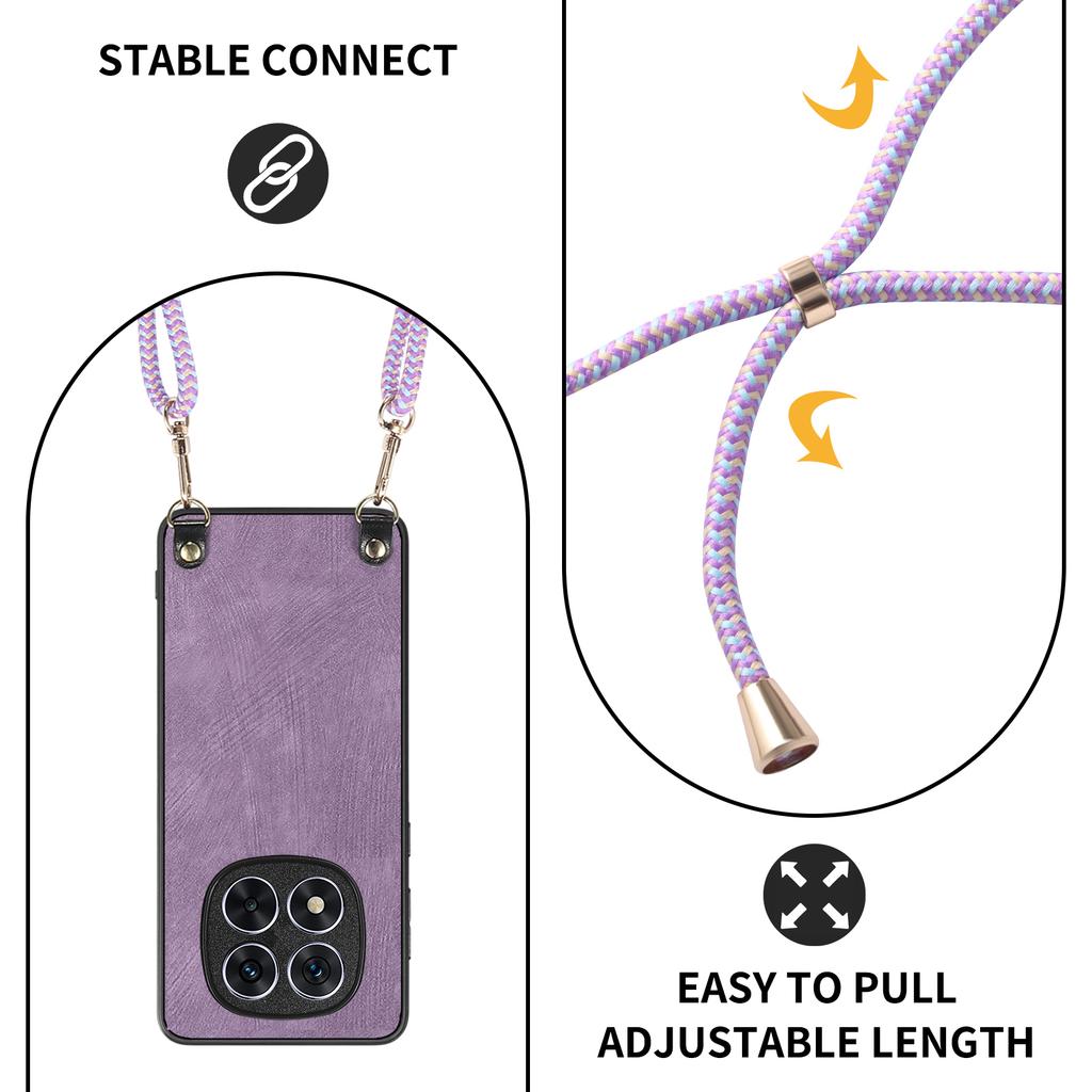 For Xiaomi Redmi Note 14 Pro 5G/Poco X7 5G Case Retro Texture Leather Coated PC+TPU Phone Cover with Hanging Rope