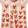 54pcs Temporary Tattoo Baker Lobster Waterproof Long-Lasting Body Stickers Magnifying Glass Lobster Lobster With Lime Cartoon