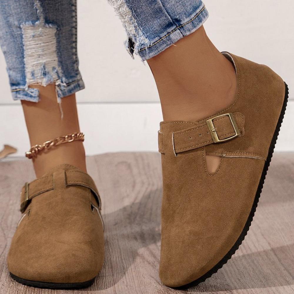 Stylish Loafers Leather Mules Comfortable Potato Shoes with Arch Support for Indoor and Outdoor Sleek Plus-size Flats