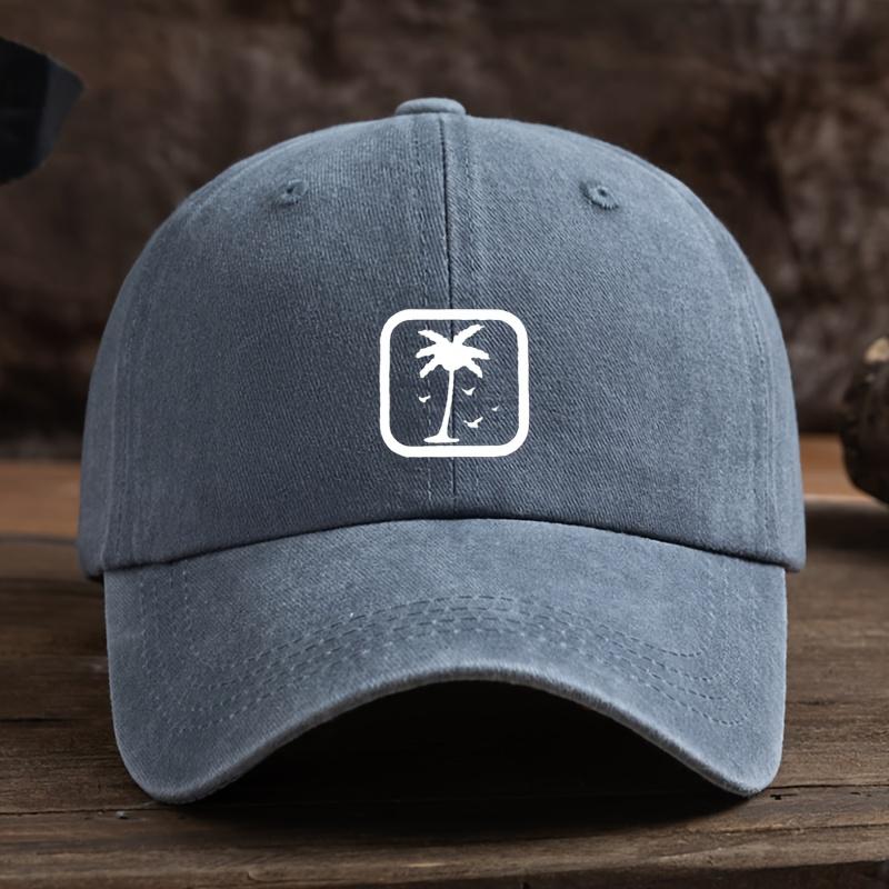 A Fun Square Frame Coconut Tree Print Baseball Hat Unisex Outdoor Fashion Versatile Duck Hat Trend