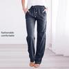 Women Wide Leg Trousers Loose Drawstring Casual Pants Solid Colour Cotton Linen Spring Summer