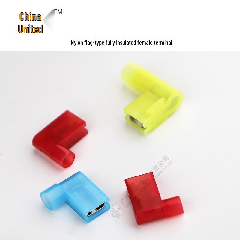 Fully Insulated Nylon Flag-Type Female Cold Crimp Wire Terminal Pin