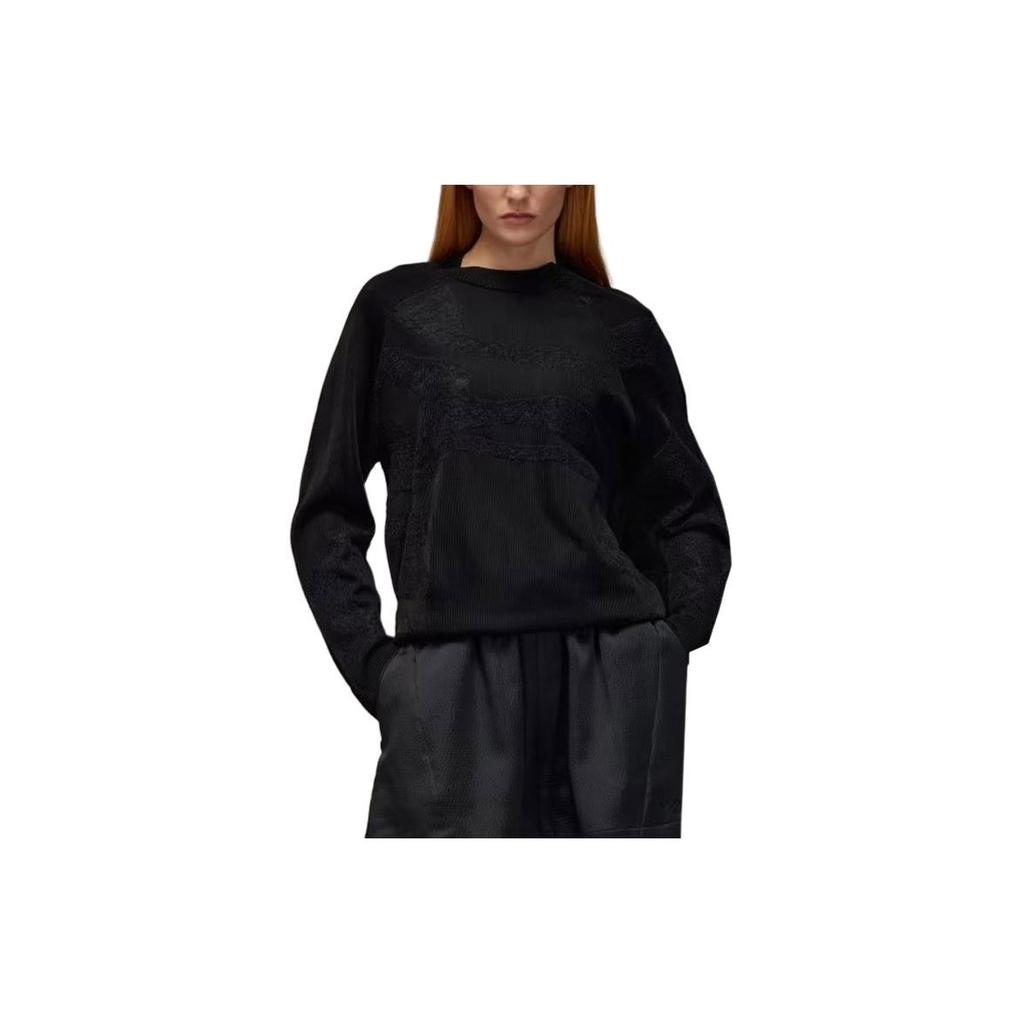 Y-3 Knit Sweater Solid Color Crew Neck Pullover Fitted Long Sleeve Unisex Sweater Black IN4340