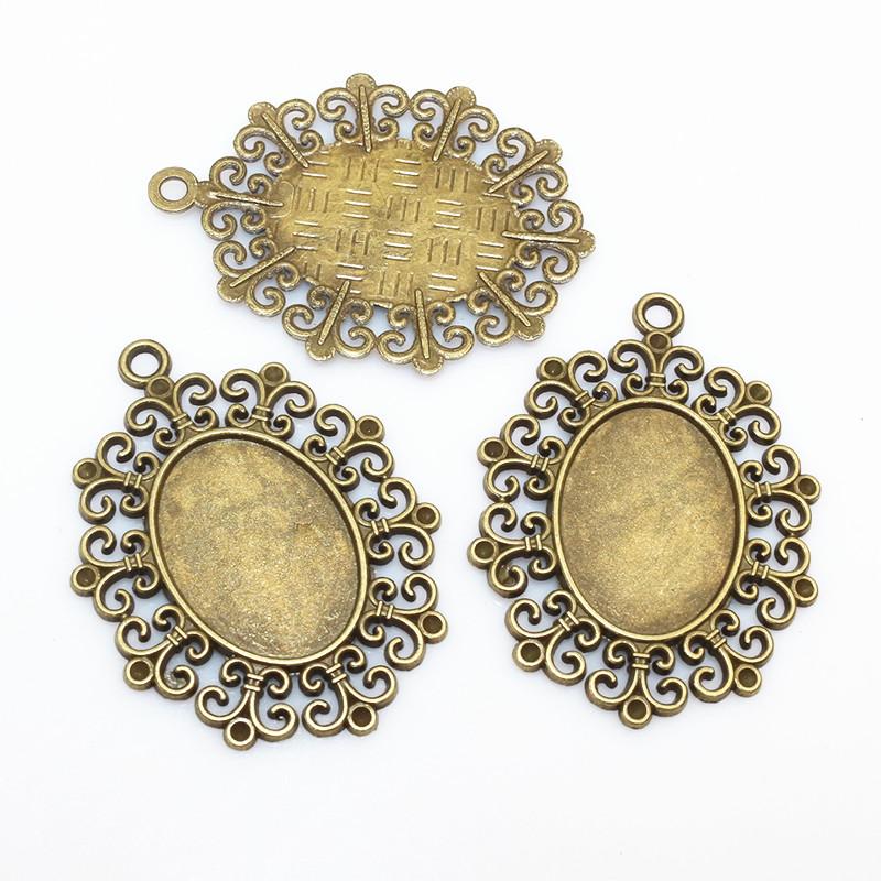 10 pièces 18x25mm Taille intérieure 3 couleurs Style classique Cabochon Camée Base Monture Charms Pendentif Bijouterie