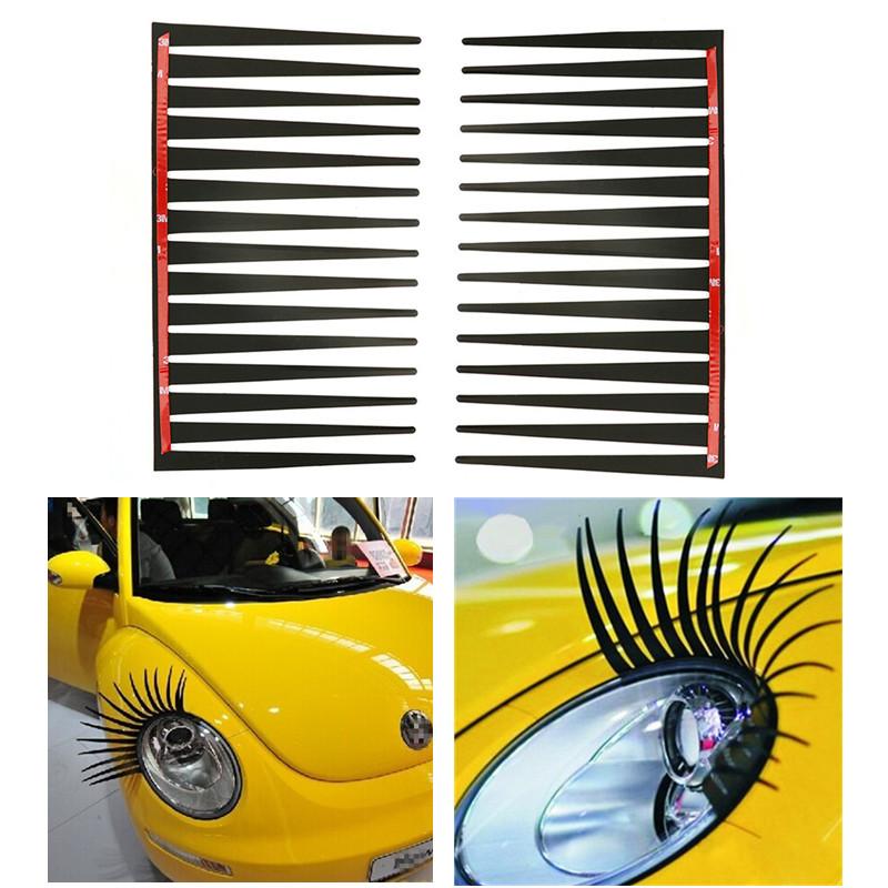 1pair Headlight Black Eyelash Sticker Car Eyelashes Car False Eyelashes Car Sticker Motorcycle Car Styling Automobiles
