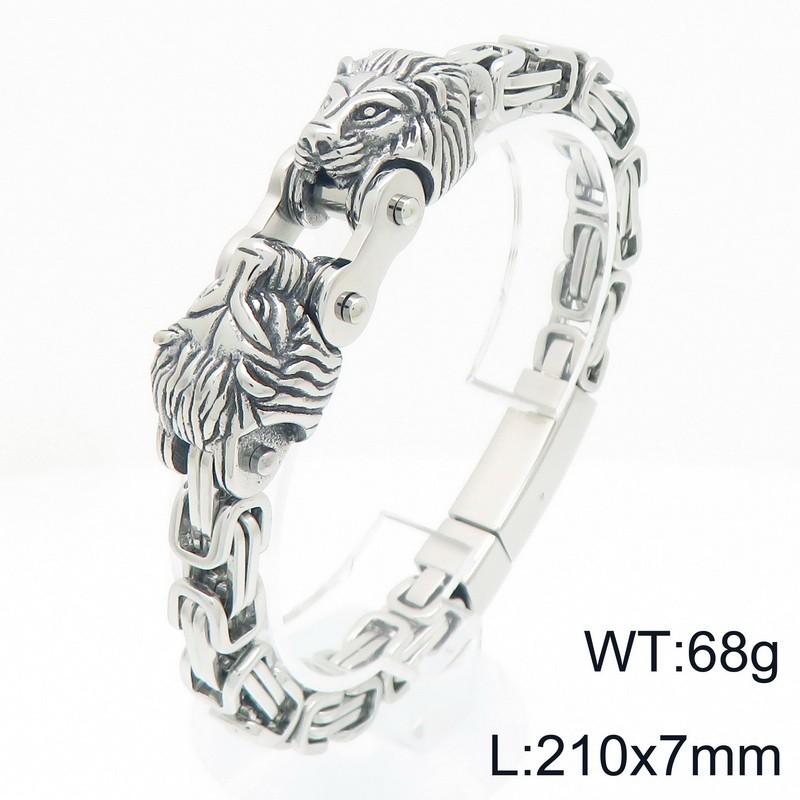 Cool 7MM Wide Men's Lion Head Link Chain Bracelet Vintage Blackened 316l Stainless Steel Bracelets Gothic Biker Jewelry for Men