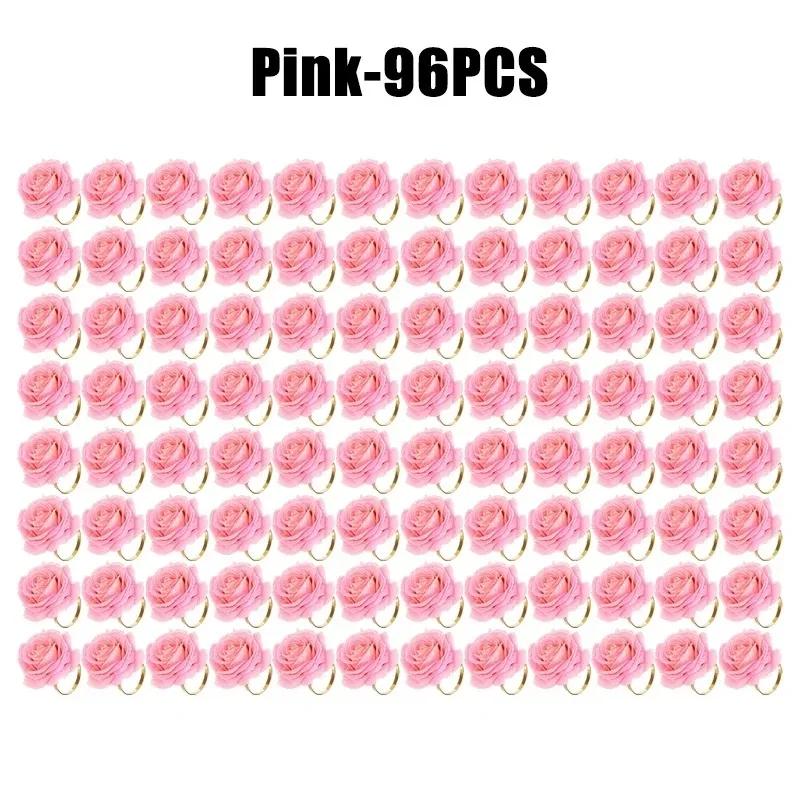 96PCS Rose Napkin Clasp, Pink Rose Red Rose Napkin Ring, Wedding, Valentine's Day Banquet, Party Christmas Birthday Decoration