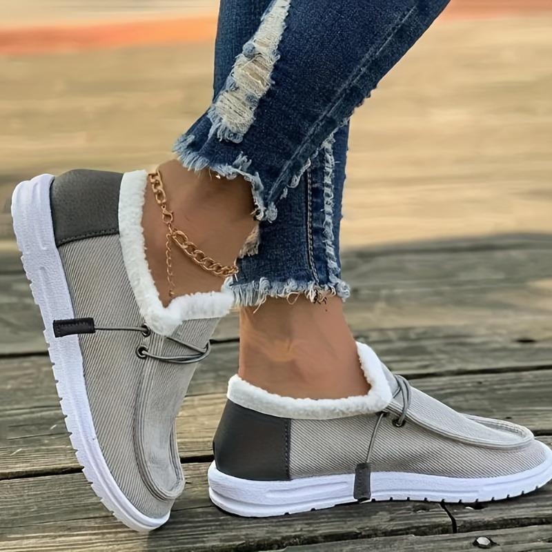 Women's Winter Warm Boots with Plush Corduroy Lining TPR Sole - Round Toe Ankle Boots in Beige, Black, Light Blue, Brown | Cozy Casual Shoes