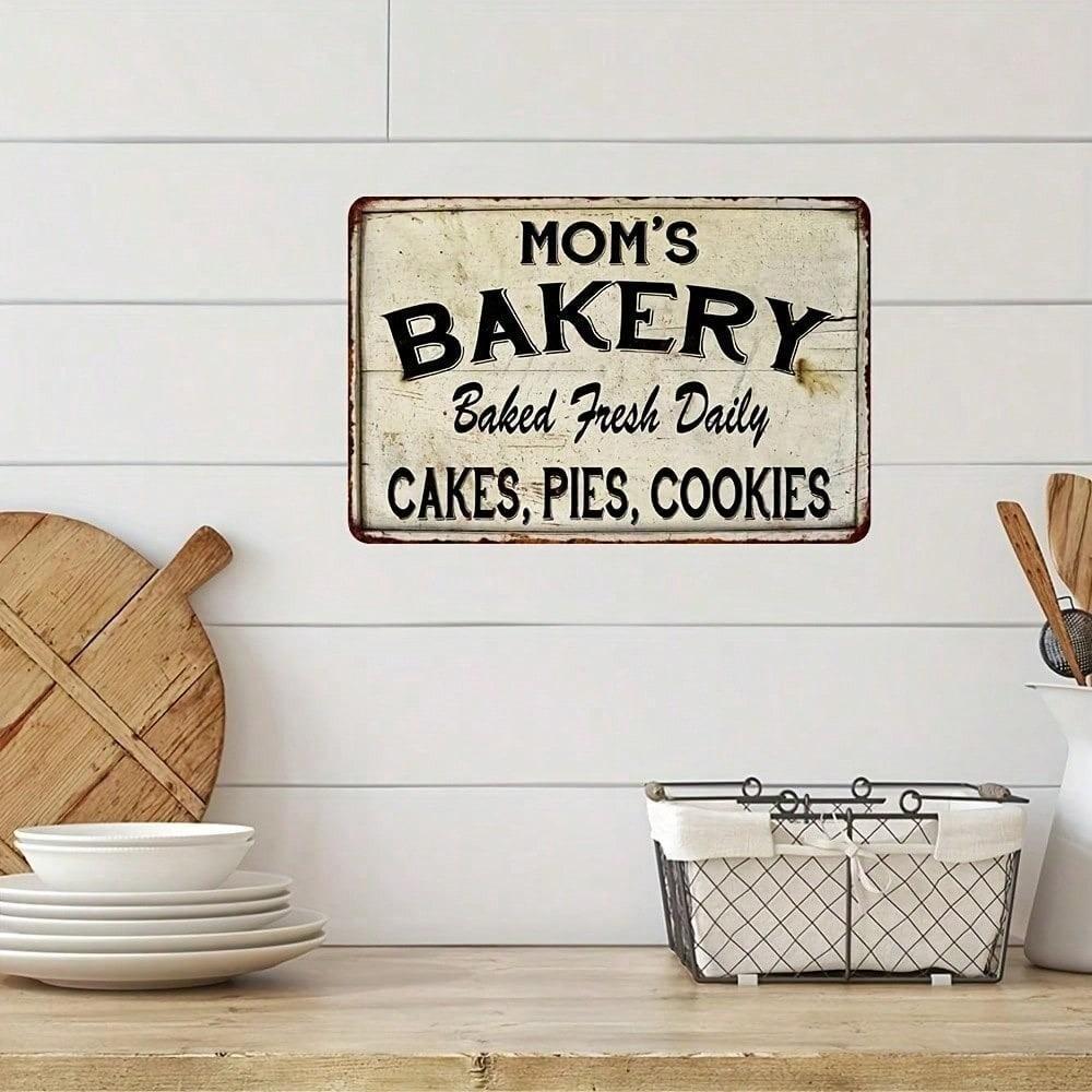 1pc Vintage Metal Bakery Sign 8x12in Funny Mom Gift Rustic Kitchen Wall Decor