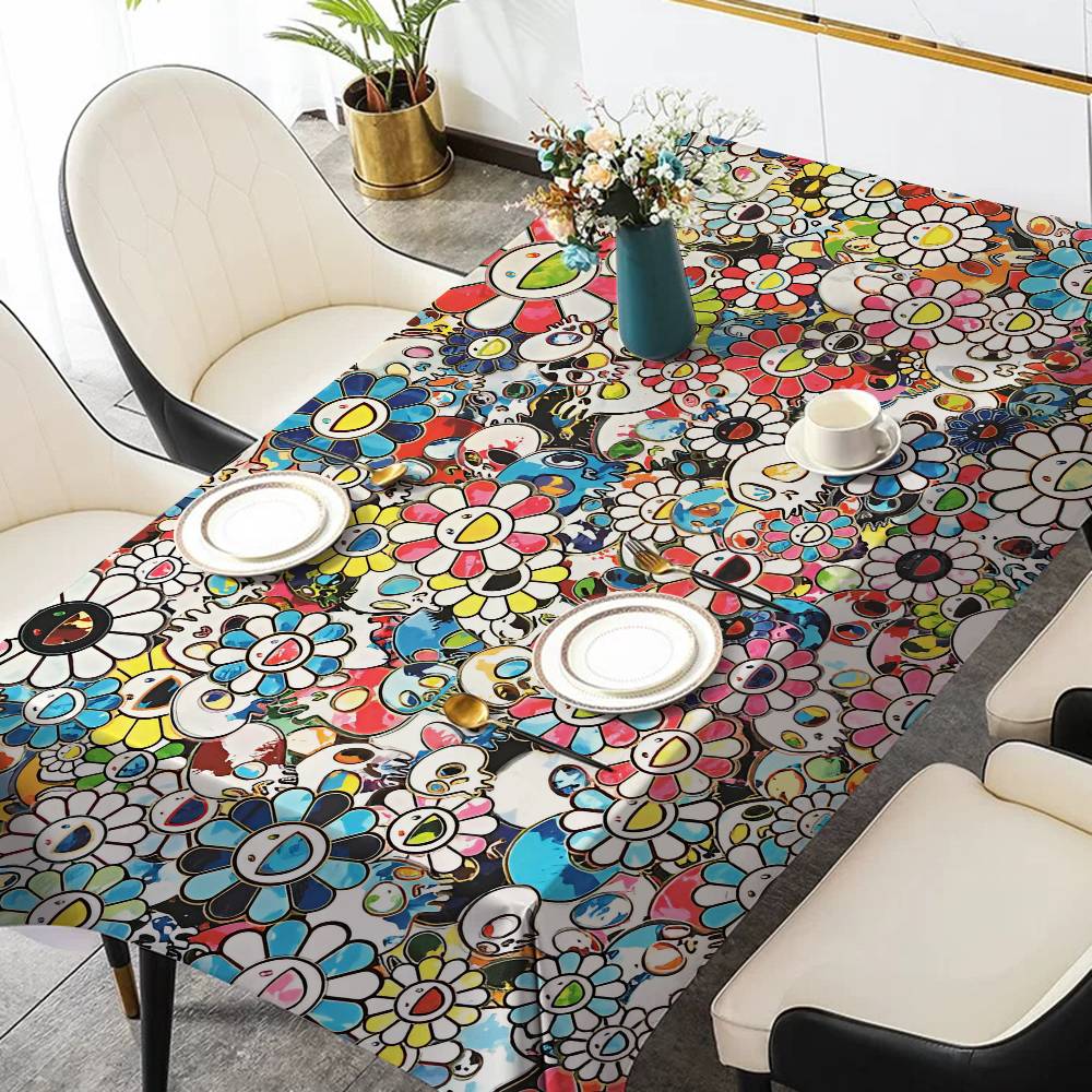 Blumen T-Takashi Kunst M-Murakami Rechteckige Tischdecken Waschbar Party Küche Esszimmer Wohnzimmer Geburtstagsdekoration Tisch