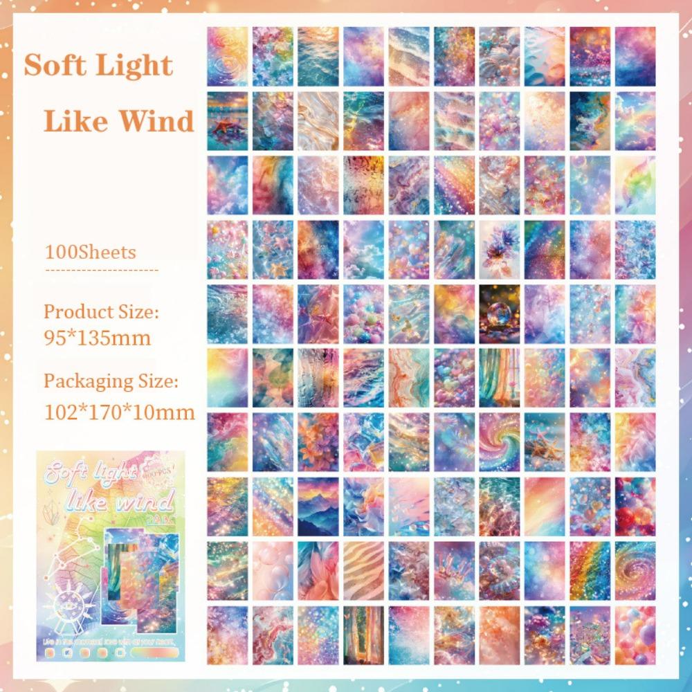 

100 листов Блоки для заметок с верхним клеевым слоем Бумага для записей Материал для письма Фон Soft Light Like Wind