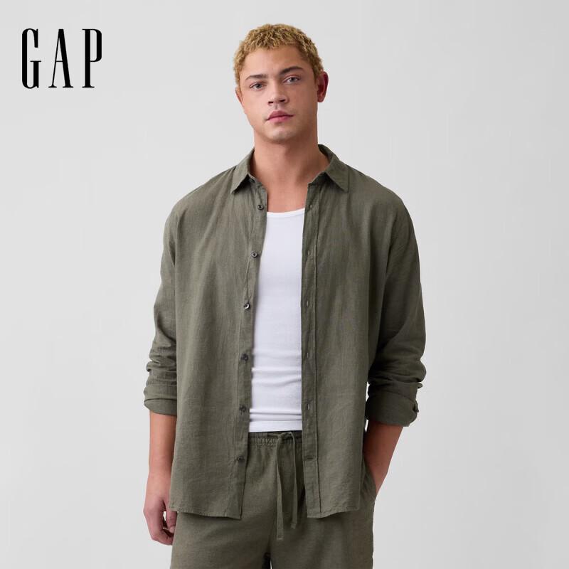 GAP Unisex Linen Blend Long Sleeve Shirt
