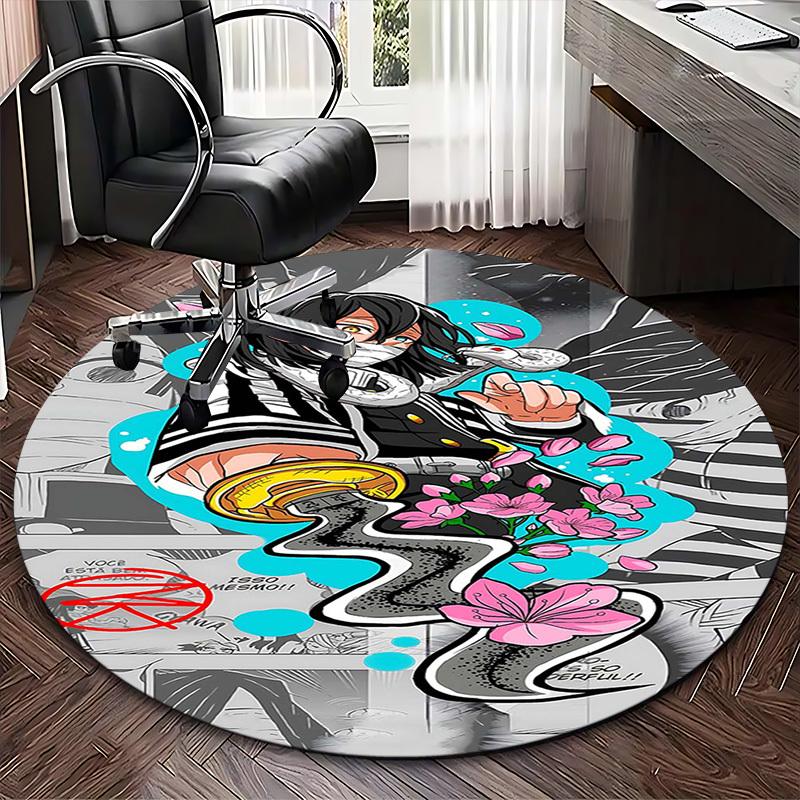 1pc Anime Character with Snake Round Carpet - Office Chair Mat, Anti-Slip Rug for Home Decor, Living Room, Bedroom, Game Room
