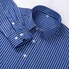 Men's Premium Non-Iron Pure Cotton Long Sleeve Formal Shirt with Spread Collar, No Pocket Plaid Striped for Business Casual Wear