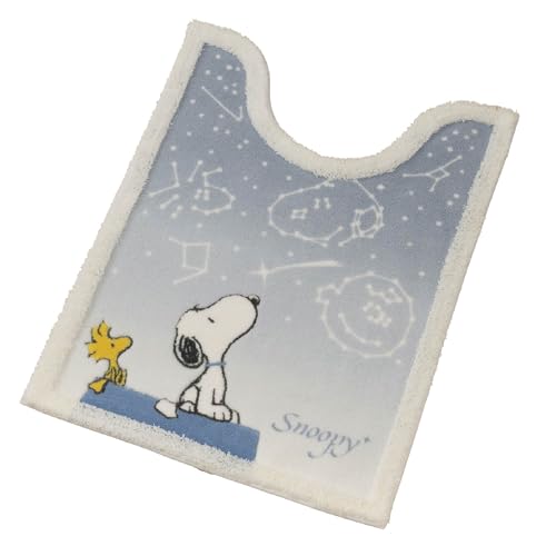 Senko Snoopy Toilet Supplies, Starry Sky Snoopy Toilet Mat, Long, Approximately 80 x 60 cm, Blue Gray, Character and Animal Design, 31417