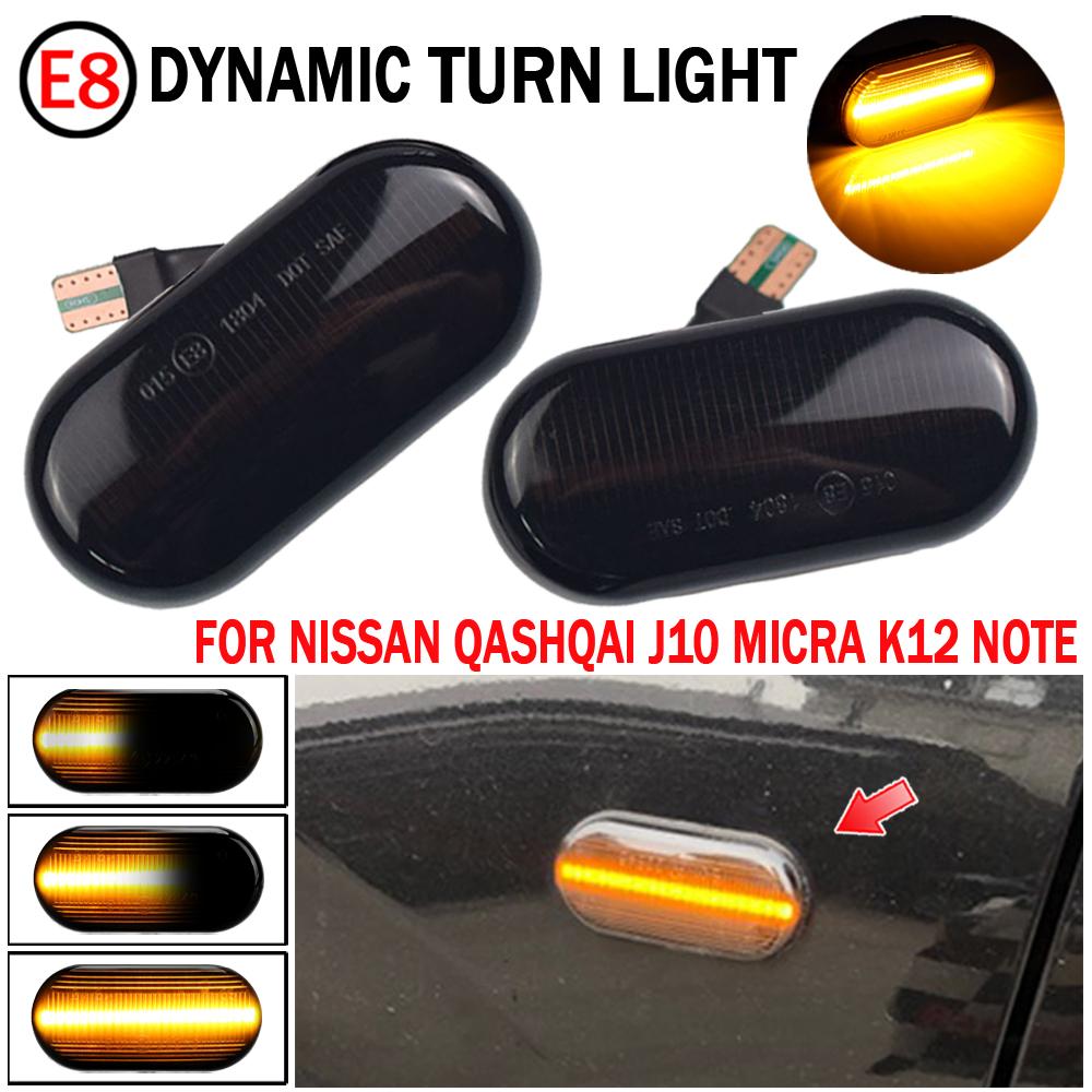 LED Dynamic Turn Signal Light For Nissan Tiida C11 Note E11 Micra K12 NP300 Navara D40 Qashqai J10 Side Mirror Repeater