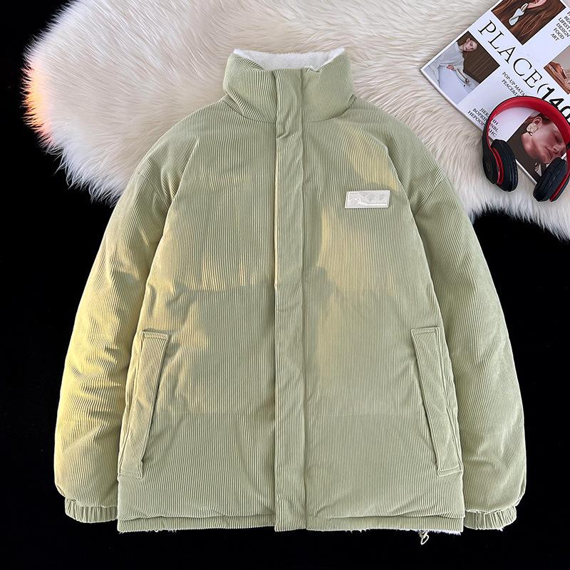 American-style stand-up collar trendy brand cotton-padded coat men's winter corduroy jacket lamb wool loose warm cotton-padded jacket