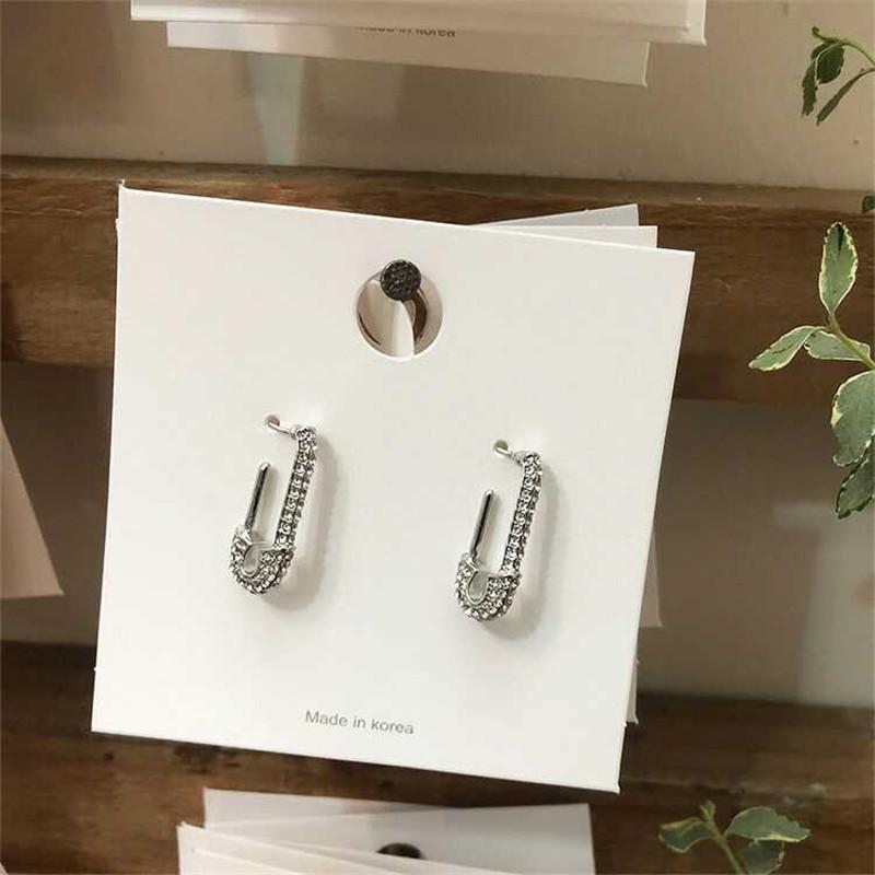 S925 Silver Needle Paperclip Earrings: Simple, Elegant, Full Diamond Design – Trendy French Style for Women