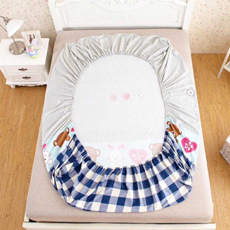 Beds Three-piece Cotton Pillow Bag Cover 1.5 Meters 1.8 Bed Seat Meng Si Dust Bed Cover Built-in Diamond Plaid Fresh Pastoral