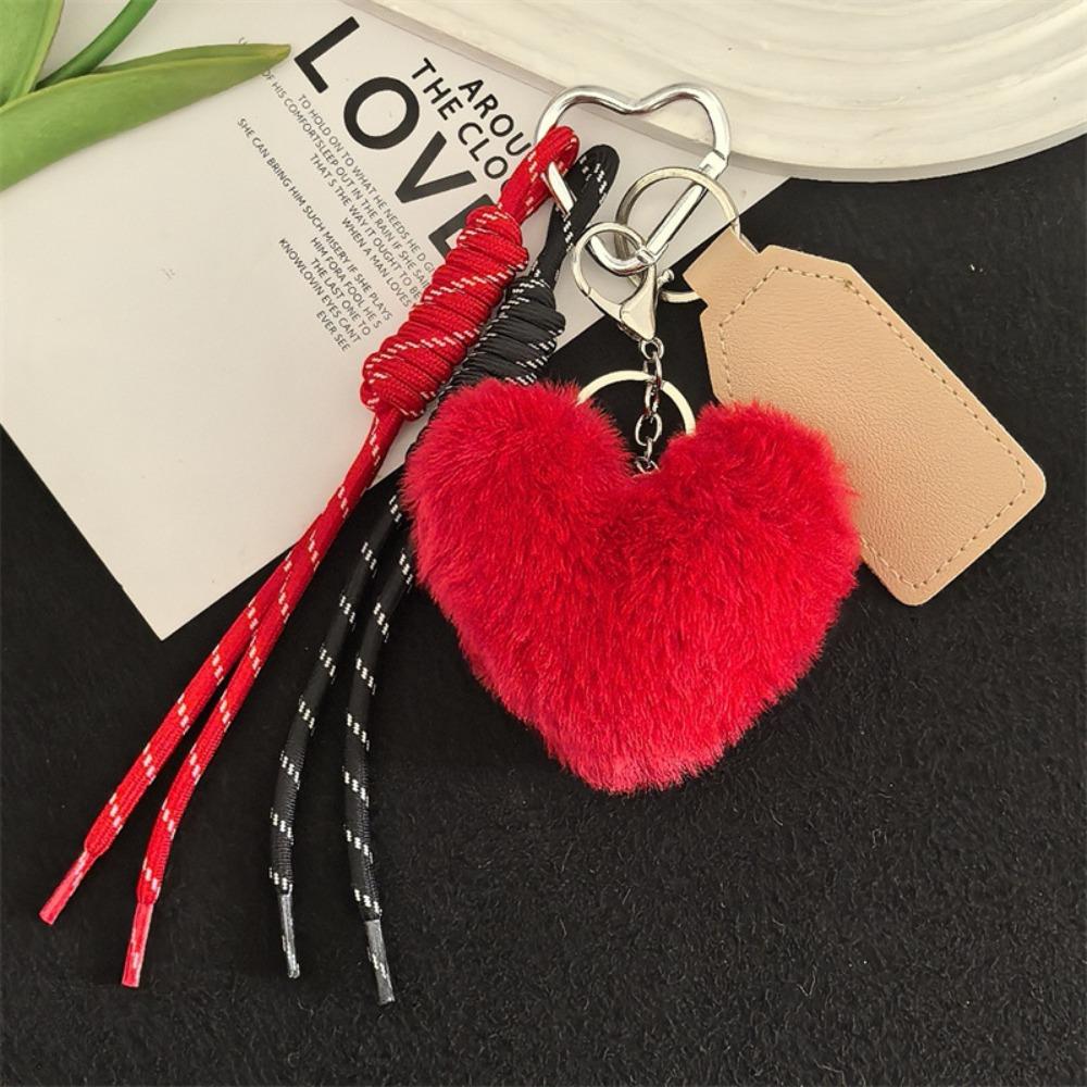 Cute Heart Plush Keychain Bag Hanging Plush Dolls Pendant Creative Rabbit Fur Keychain Students