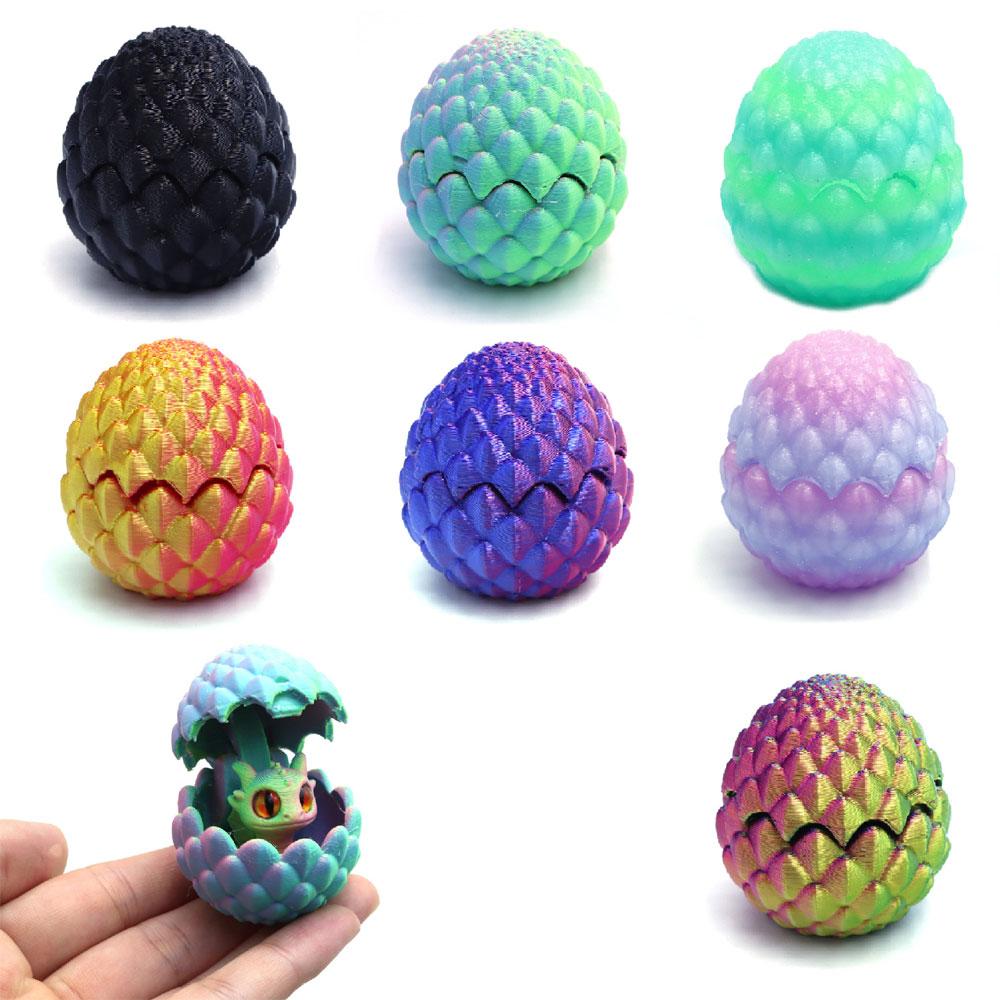 3D Printed Toys Artistic Dragon Egg Statue Small Hatching Dragon Figure Modern Home Decoration Miniature Desk Decor Christmas