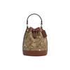 Dempsey Saco de Balde com Cordão Estampa Estrela Floco de Neve Lona Revestida Couro Granulado Bolsa Feminina Khaki CN679-IMWD9