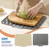Large Silicone Dish Drying Rack - Non-Slip Drainage Board, Raised Edges Spill Prevention, Easy-Clean Surface for Kitchen Sink