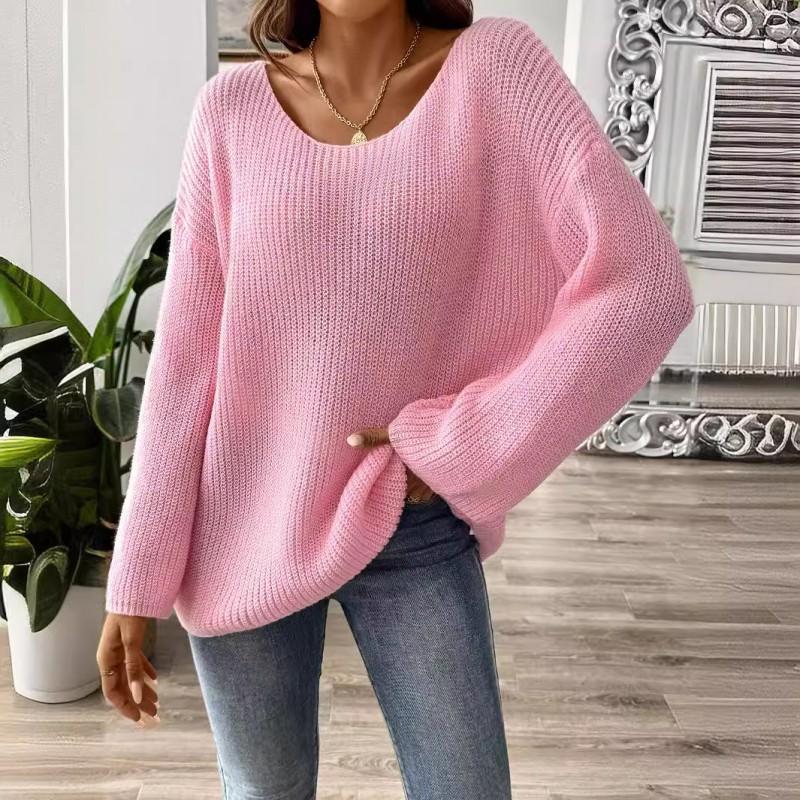 Womens Loose Fit Off Shoulder Sweater Long Sleeve Flared Pullover Top M688