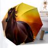 1pc Horse Sunset Automatic Folding Umbrella Portable Collapsible 8-Rib Umbrella for All Seasons, Casual Outdoor Accessory, B28