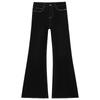 Women's Black High-Waisted Fleece-Lined Micro-Flared Jeans for Autumn/Winter - Slimming and Loose Fit Design