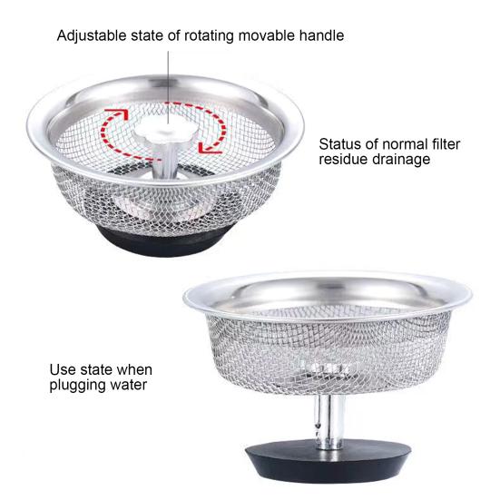 Kitchen Sink Filter Rustproof High-density Stainless Steel Mesh Bath Drain Stopper for Restaurant